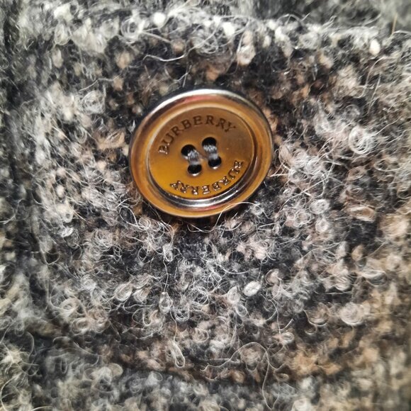 Burberry London Grey Belted Coat Black Knit Sleeves Wool Mohair Alpaca US Size 2 - Picture 5 of 12